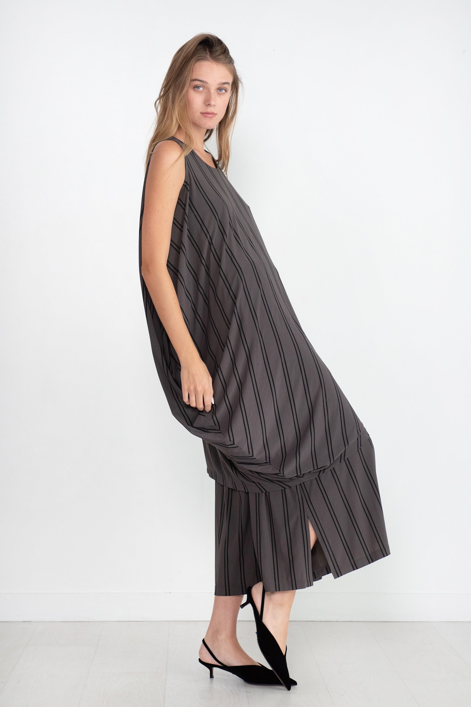 Issey Miyake Stripe Drape Jersey Dress, Gray – Kick Pleat