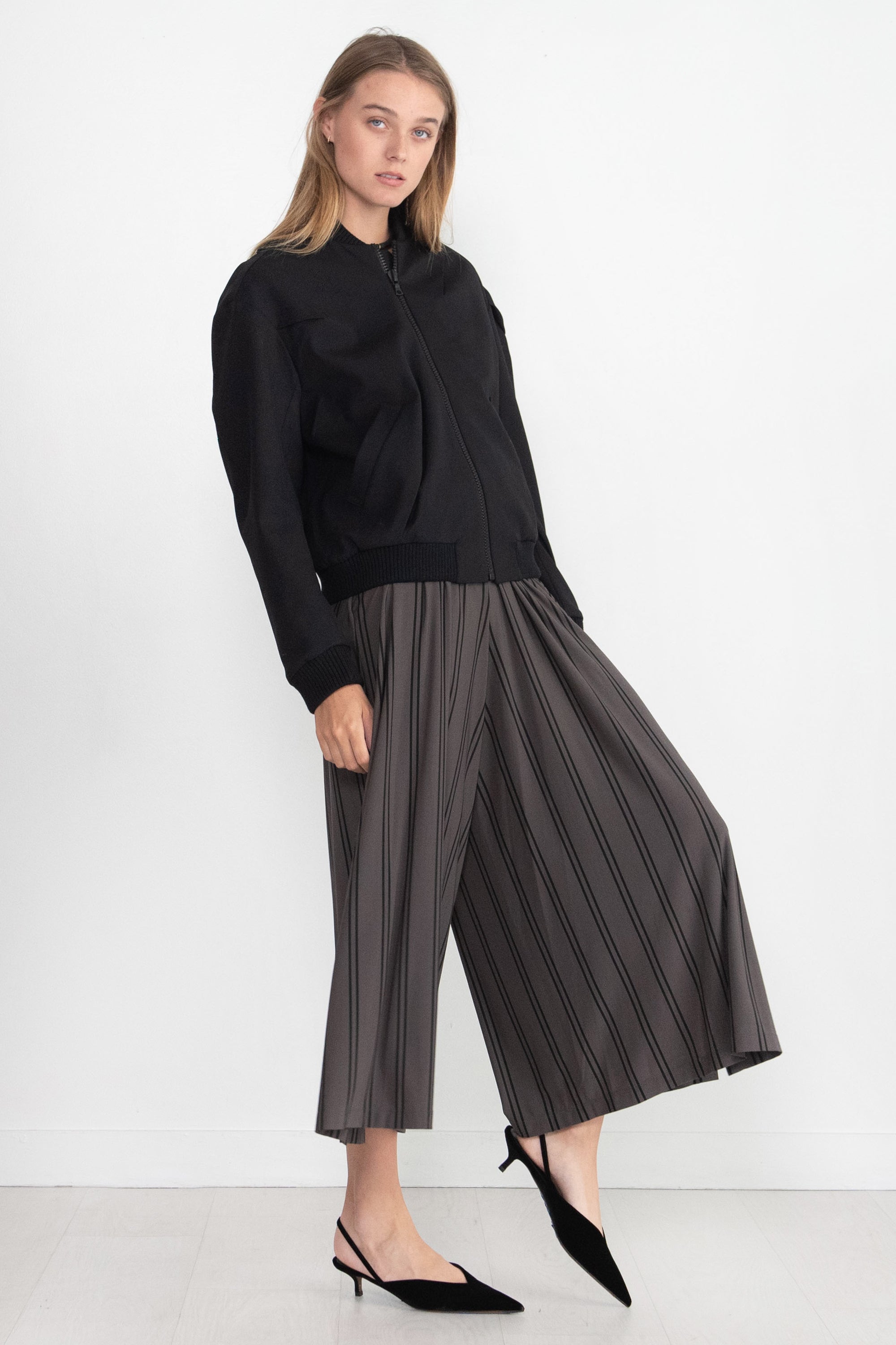 Issey Miyake Stripe Drape Jersey Dress, Gray – Kick Pleat