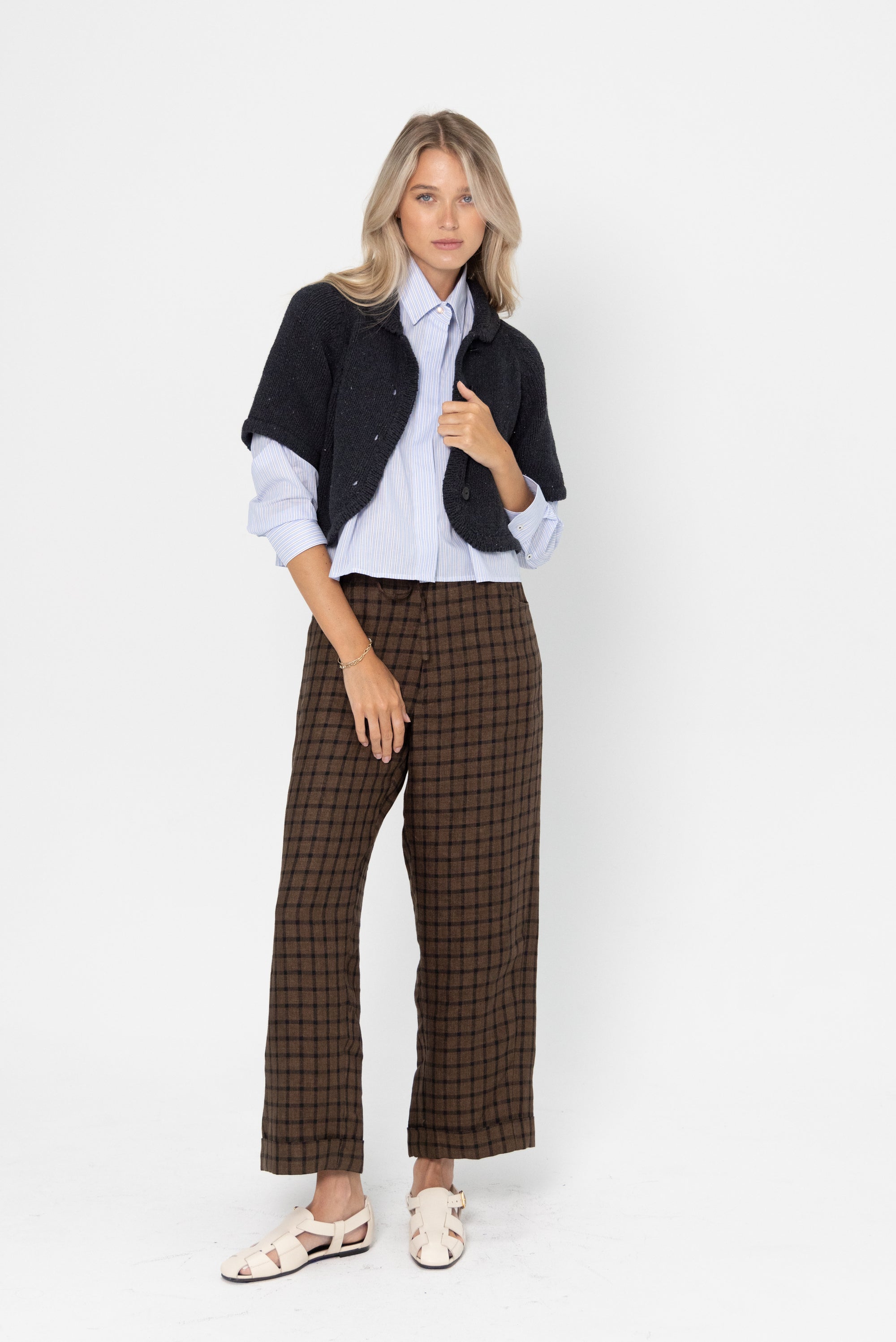 CORDERA - Relaxed Linen Pant, Checkered