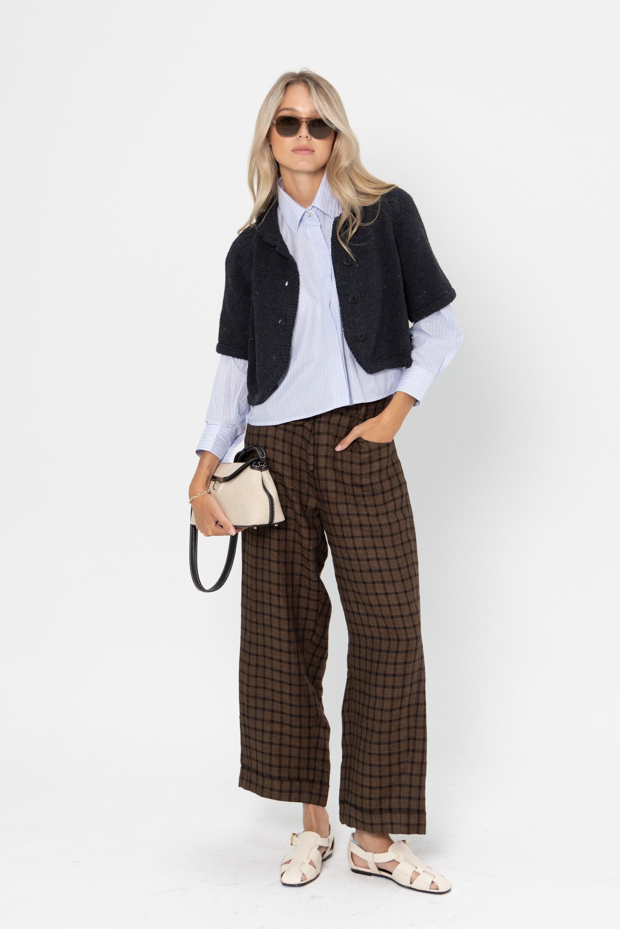 CORDERA - Relaxed Linen Pant, Checkered