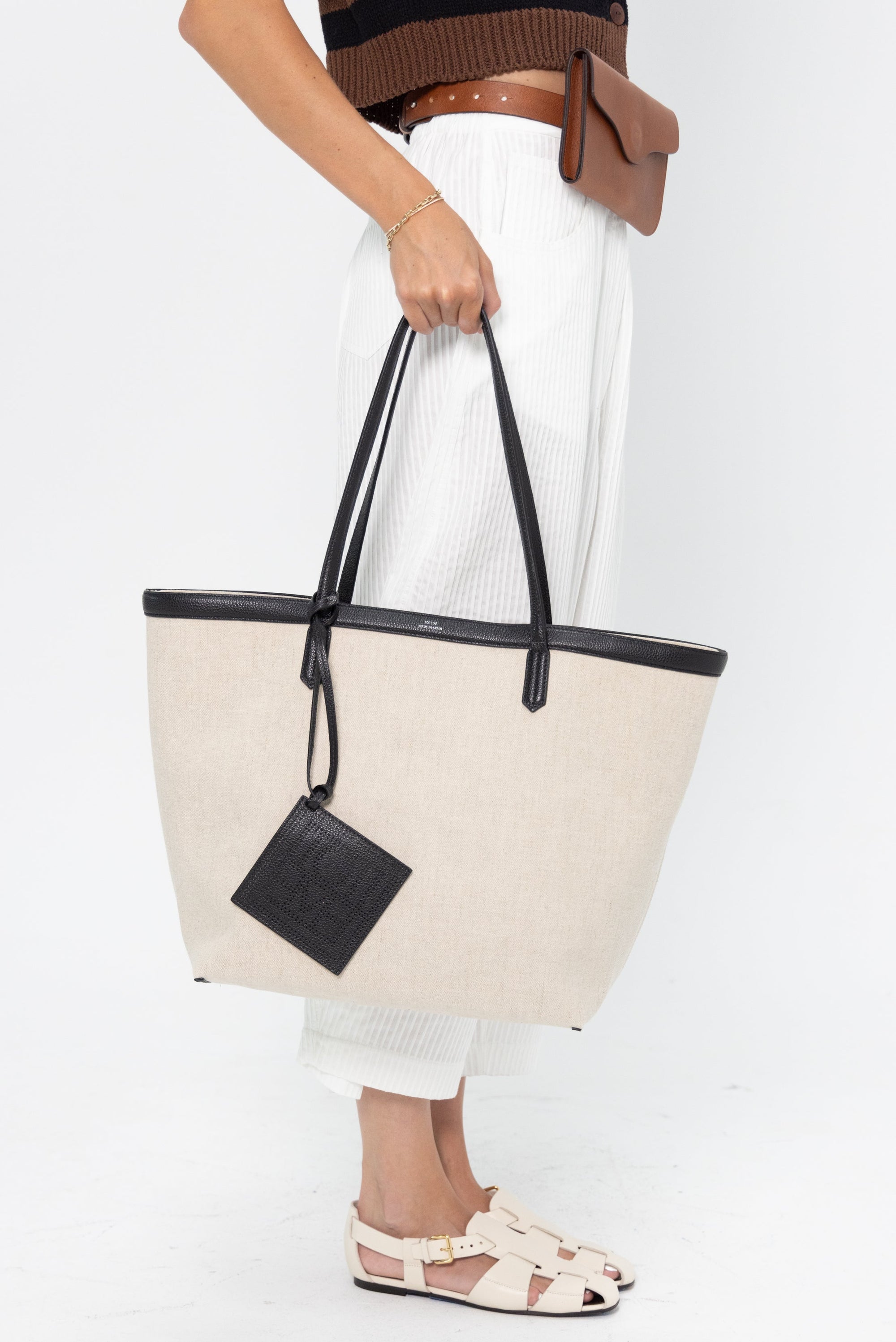 TOTEME - Canvas Travel Tote, Ecru & Black