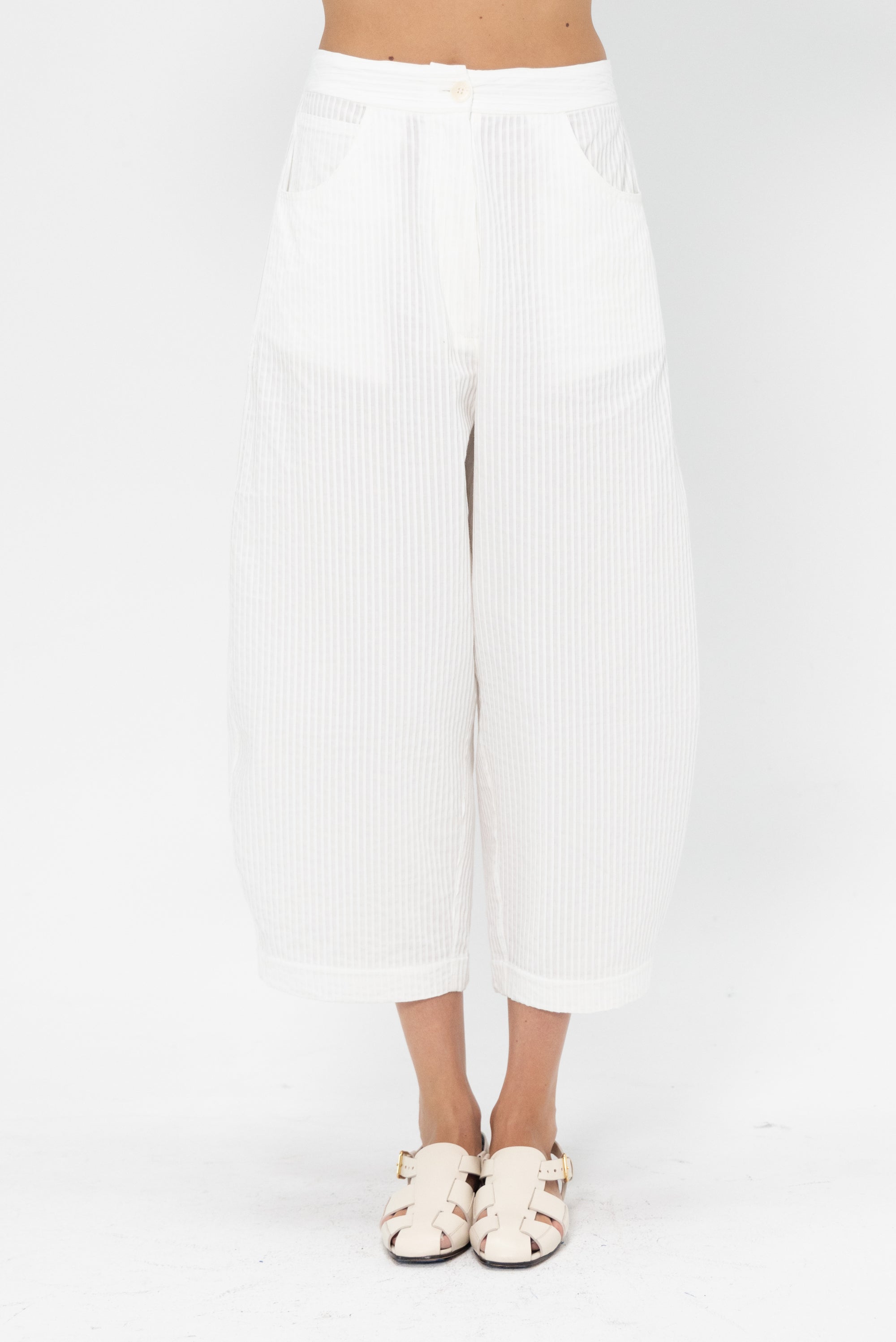 CORDERA - Tubular Curved Pants, White