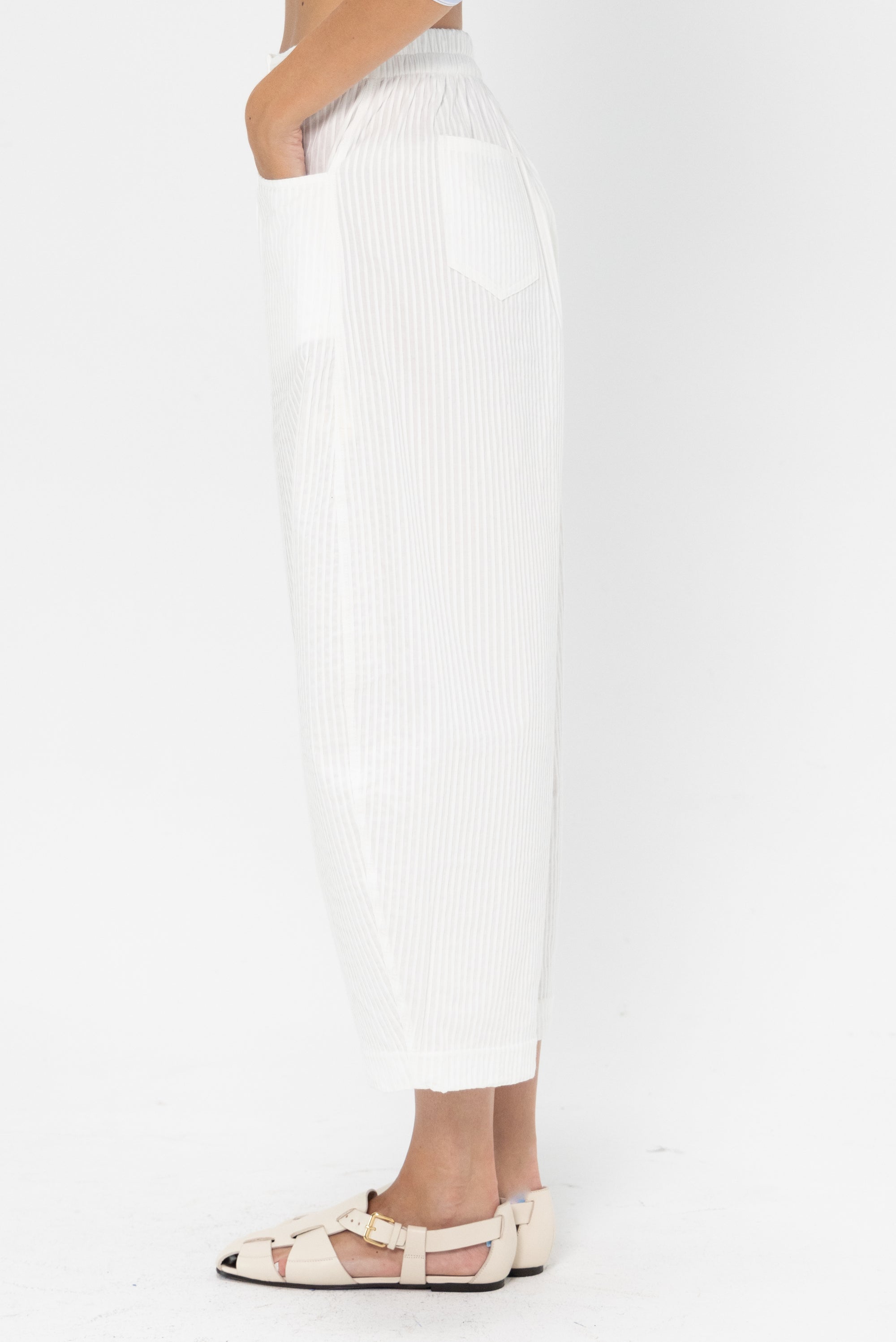 CORDERA - Tubular Curved Pants, White