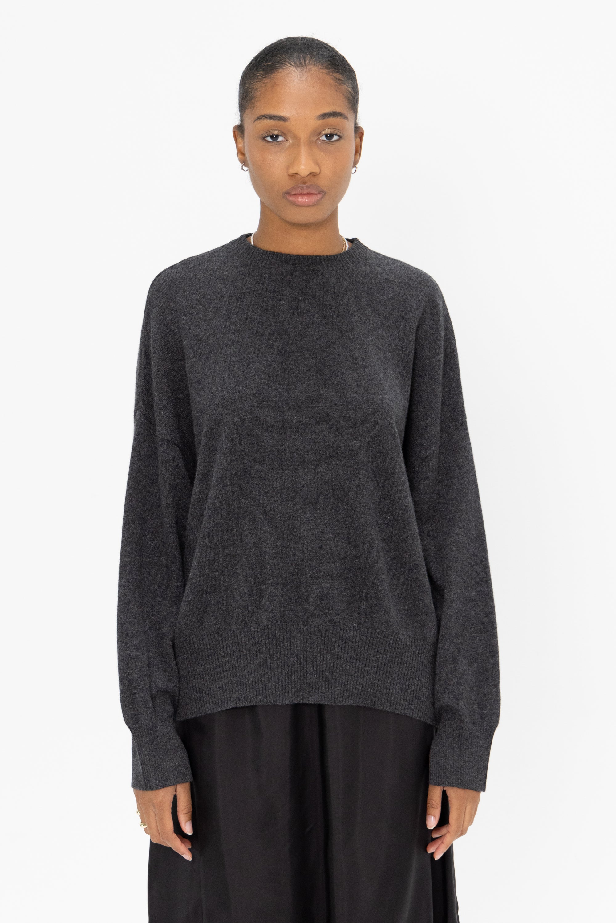 LOULOU STUDIO - Cashmere Sweater, Anthracite Melange