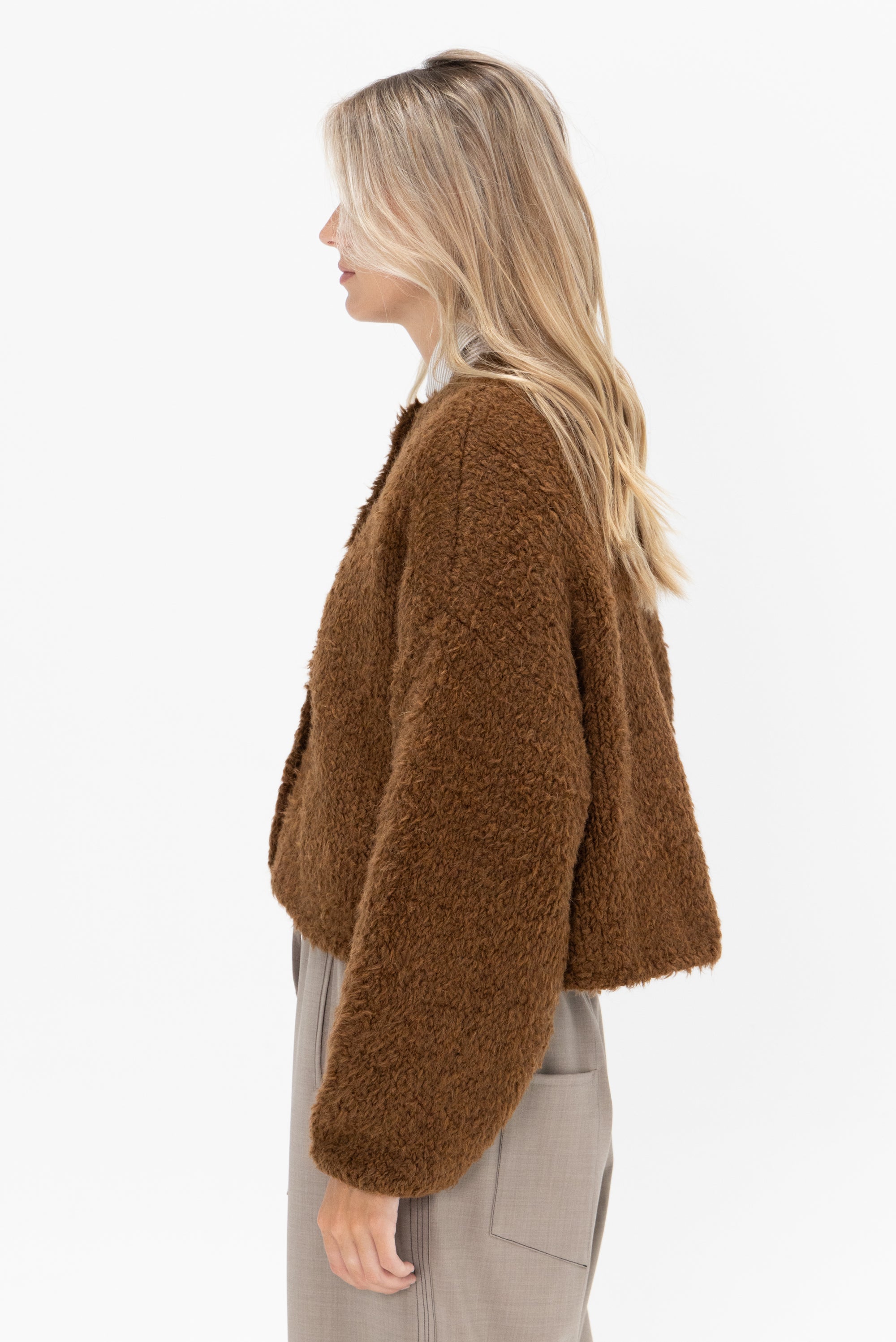 CORDERA - Teddy Cropped Cardigan, Acorn