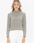 CORDERA - Striped Long Sleeve Top, Black and White