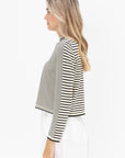 CORDERA - Striped Long Sleeve Top, Black and White