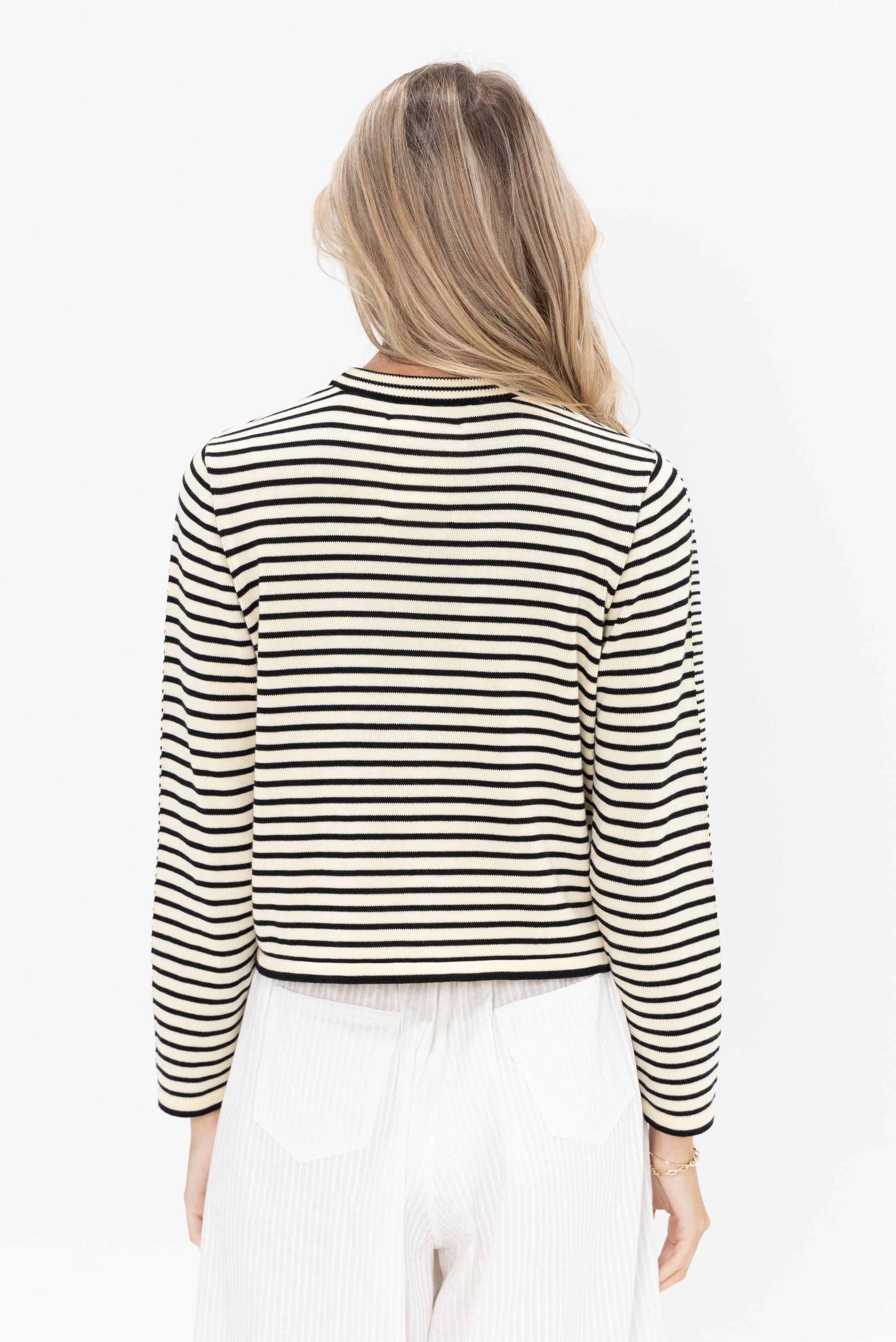 CORDERA - Striped Long Sleeve Top, Black and White