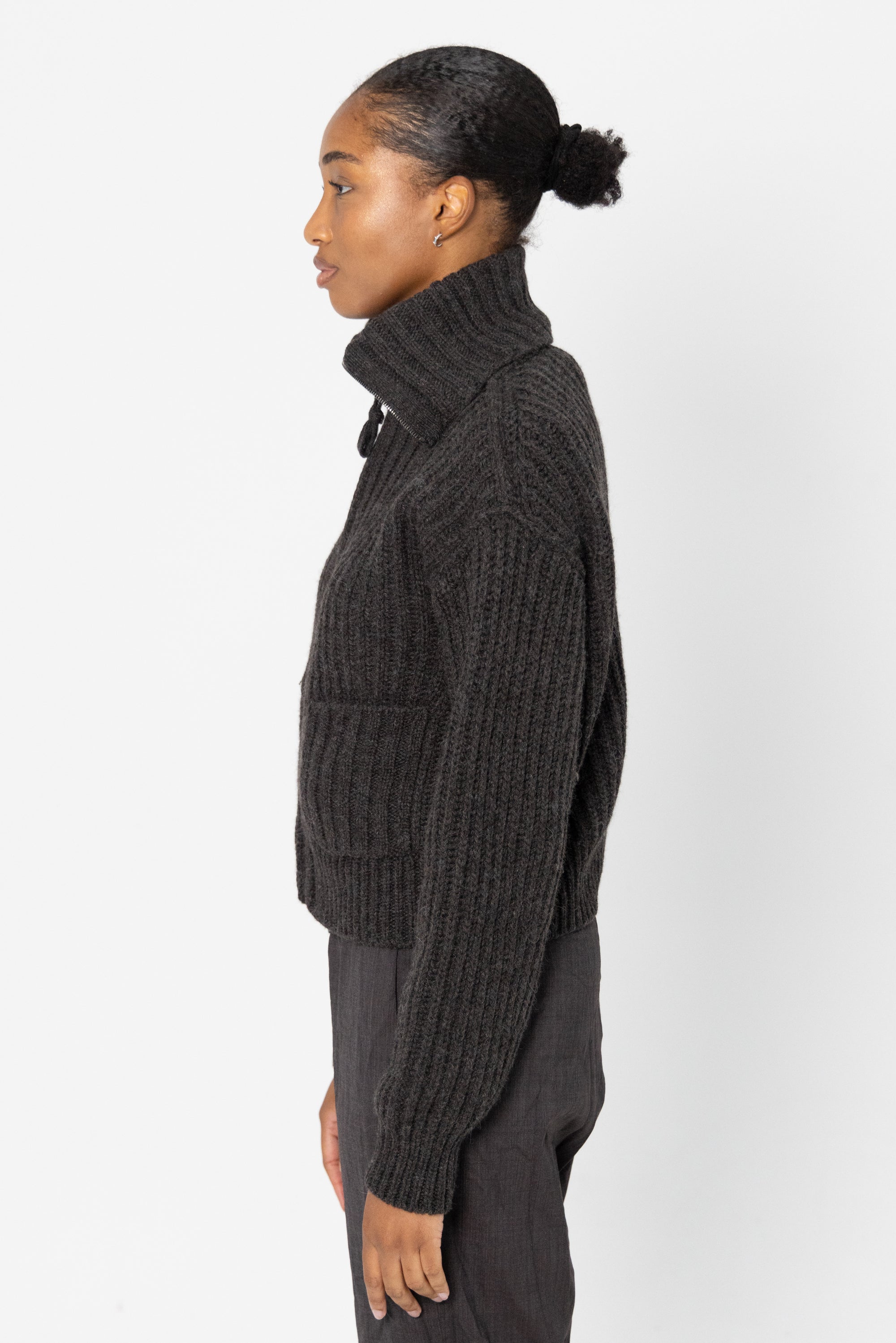 LEMAIRE - Trucker Collar Zipped Cardigan, Dark Espresso