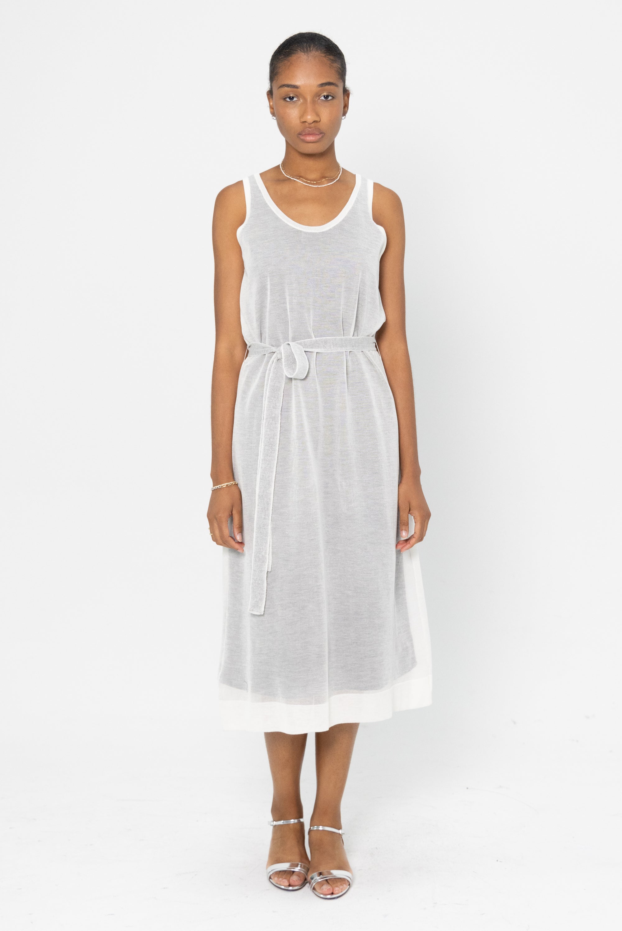 Proenza Schouler White Label - Simmons Sheer Knit Dress, Off-White and Black