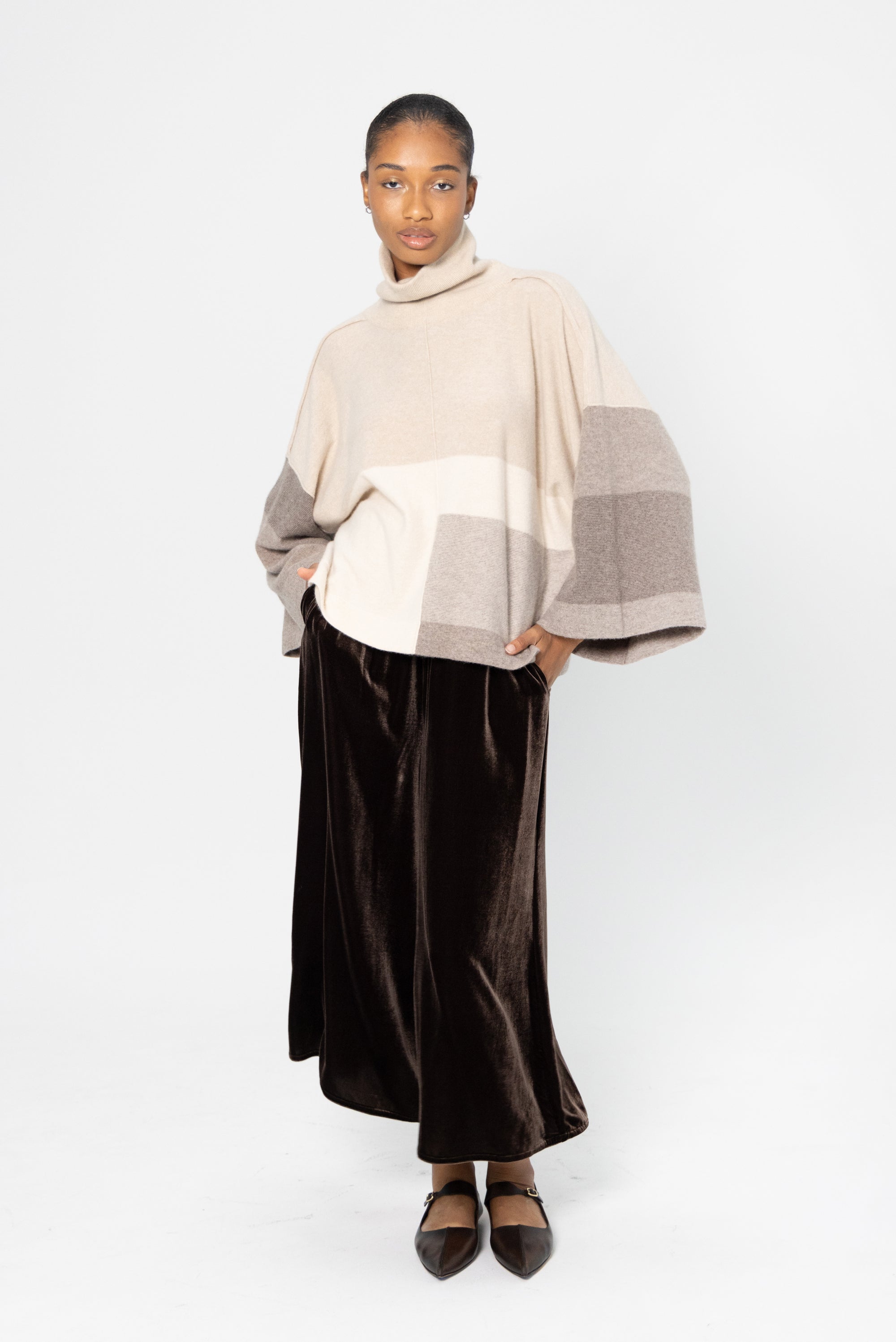 DUNE - Patchwork High Neck Kimono Sweater, Ortigia