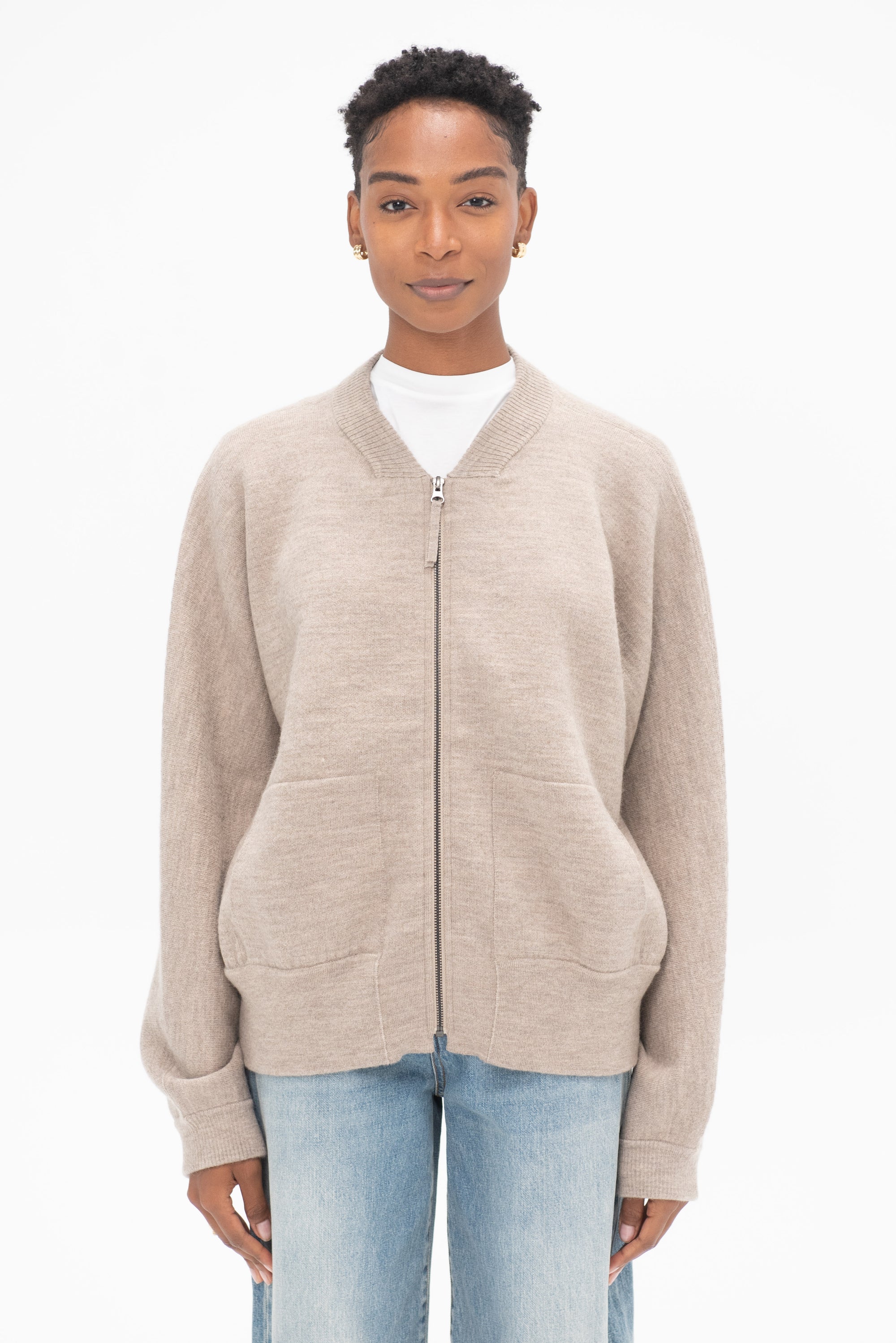 LAUREN MANOOGIAN - Double Knit Bomber, Ecru