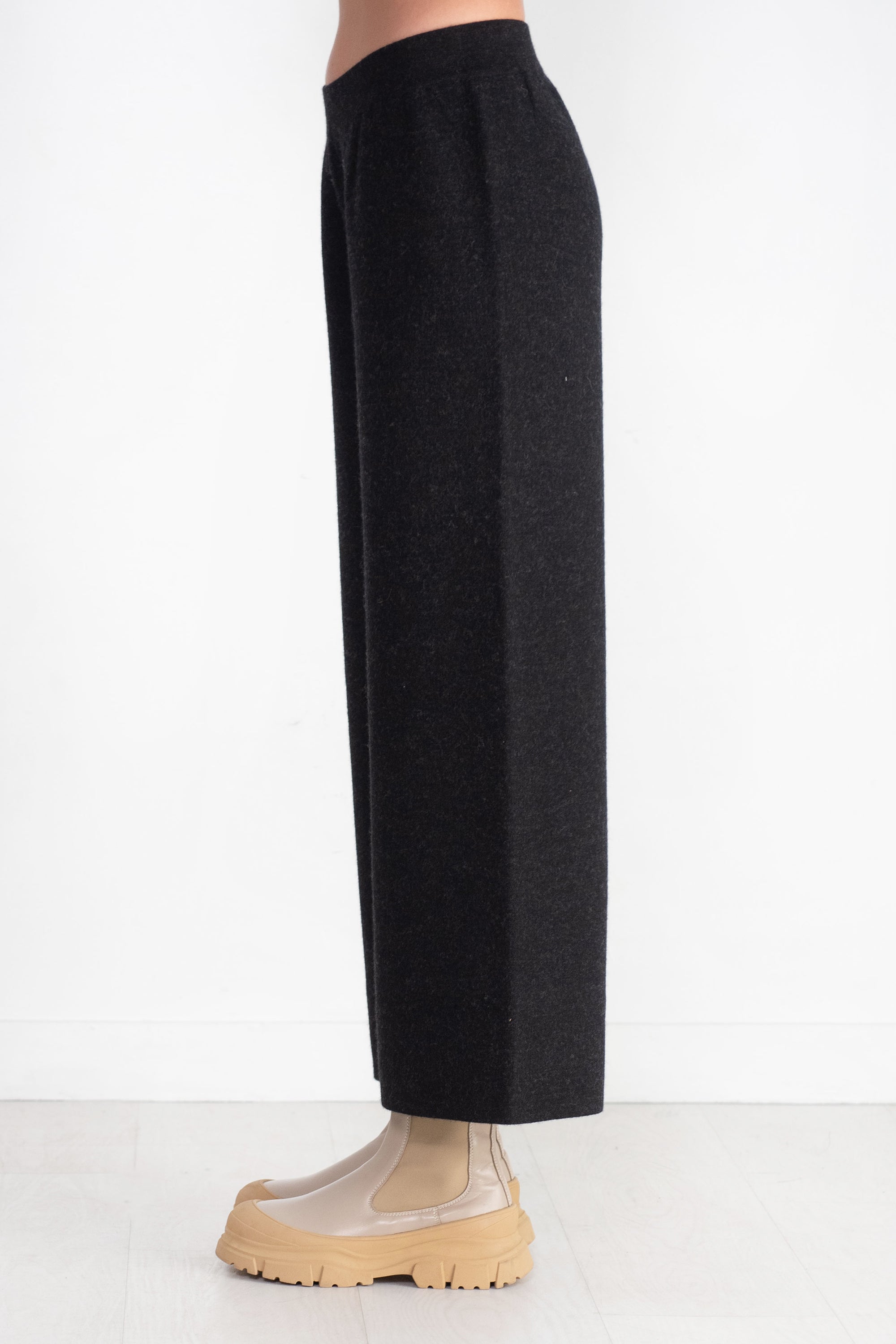 DOUBLE KNIT PANTS, BLACK MELANGE