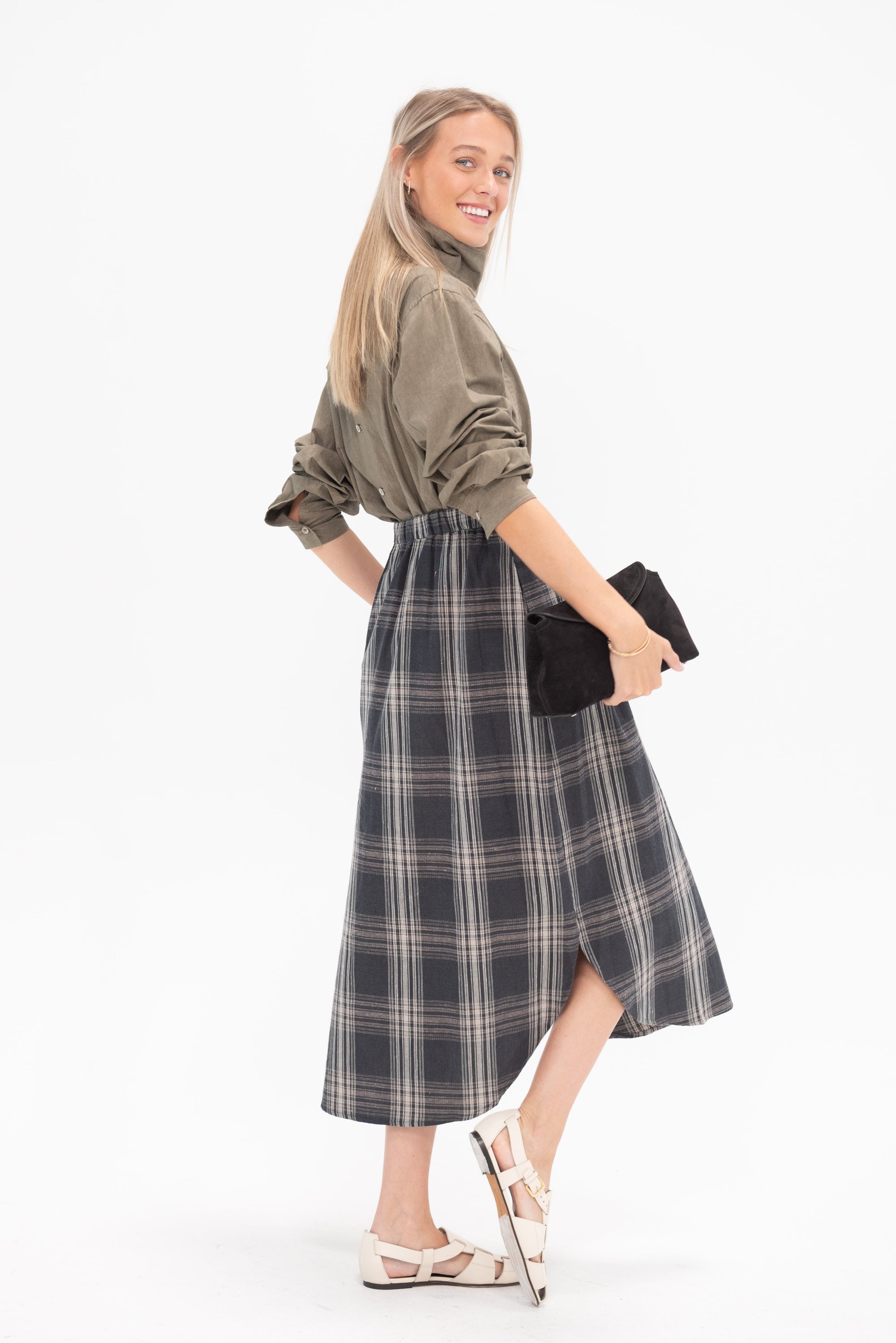 LAUREN MANOOGIAN - Plaid Placket Skirt, Plaid