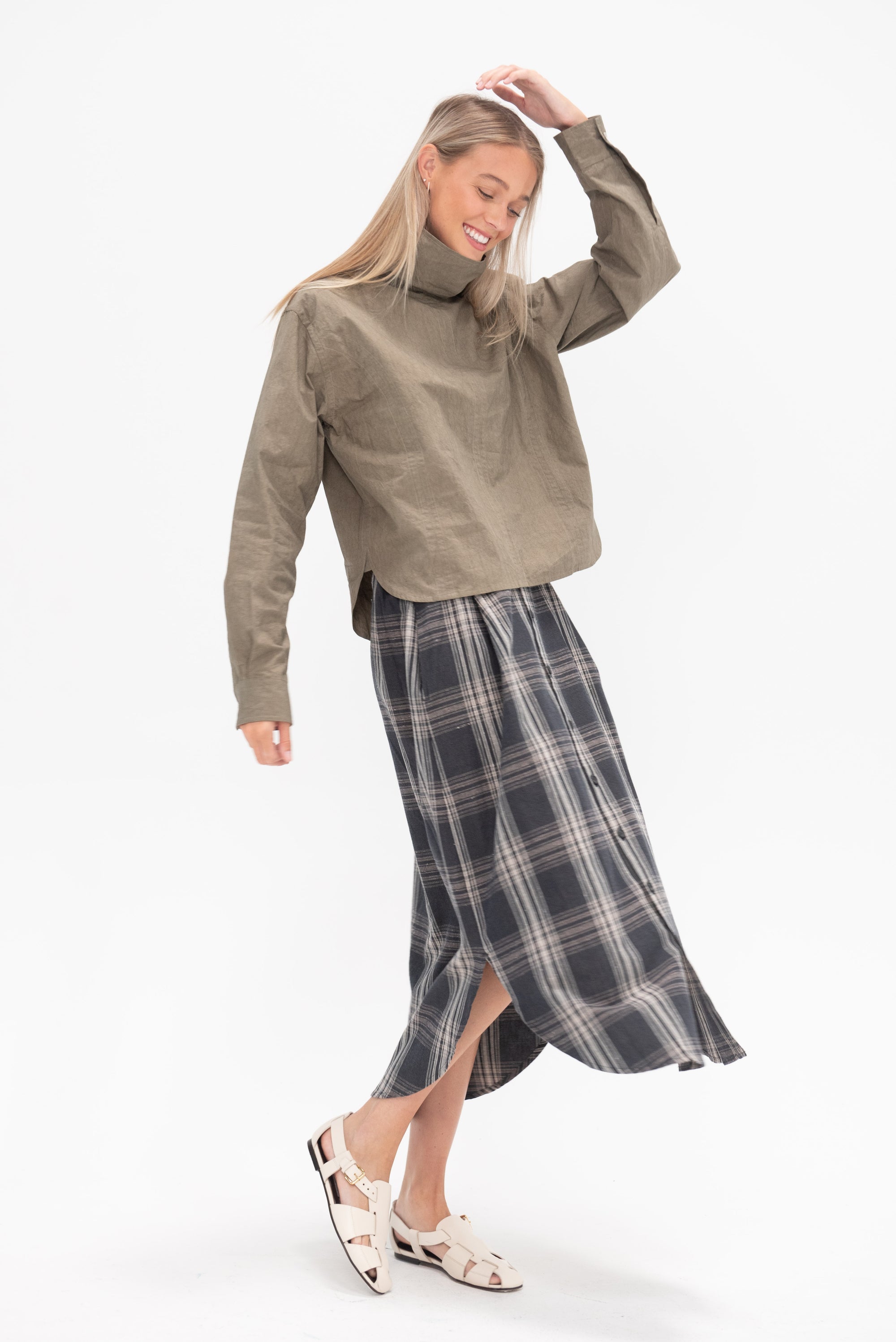 LAUREN MANOOGIAN - Plaid Placket Skirt, Plaid