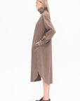 LAUREN MANOOGIAN - Soft Collar Shirt Dress, Cocoa