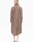 LAUREN MANOOGIAN - Soft Collar Shirt Dress, Cocoa