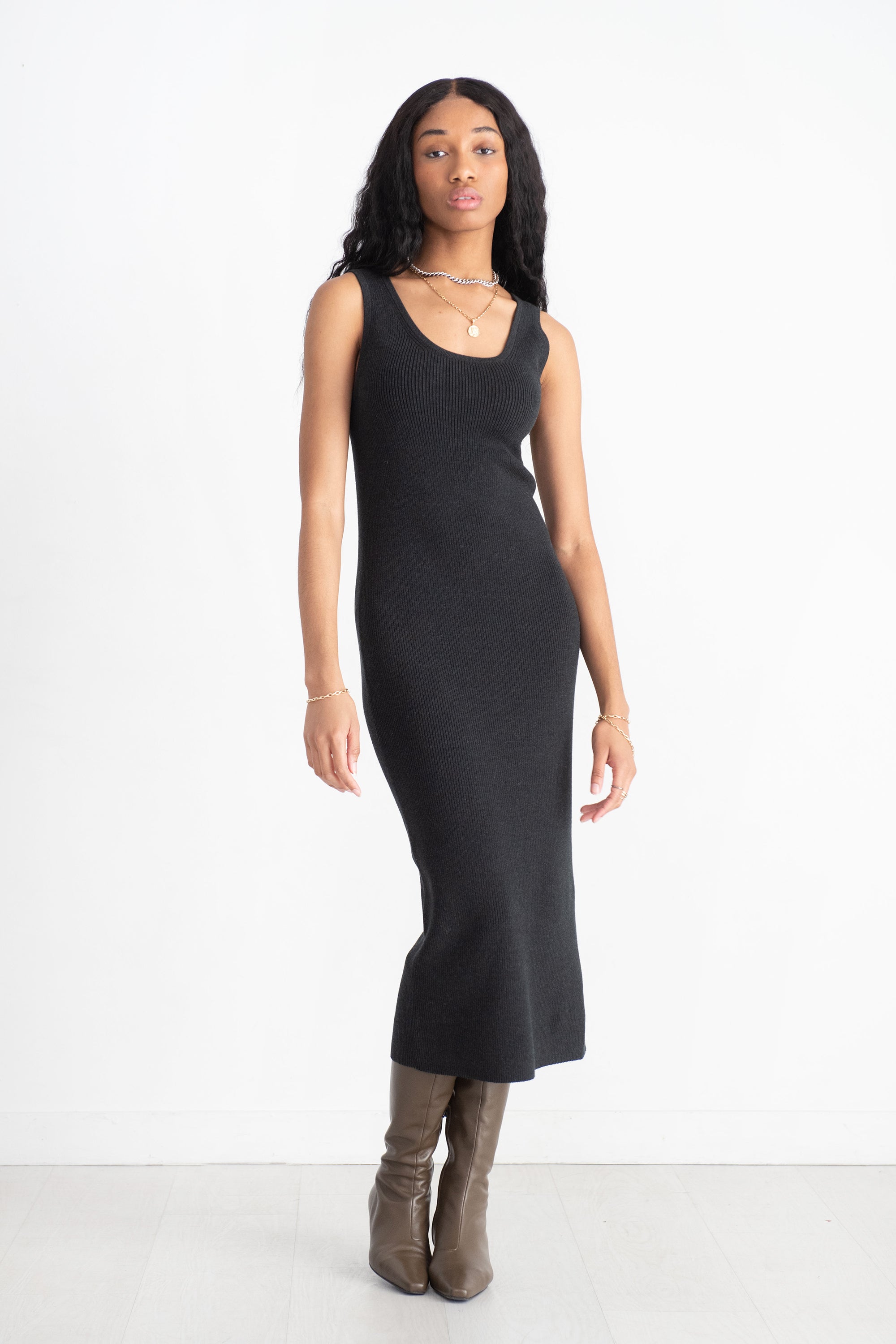 Sierra Merino Wool Tank Dress - Black