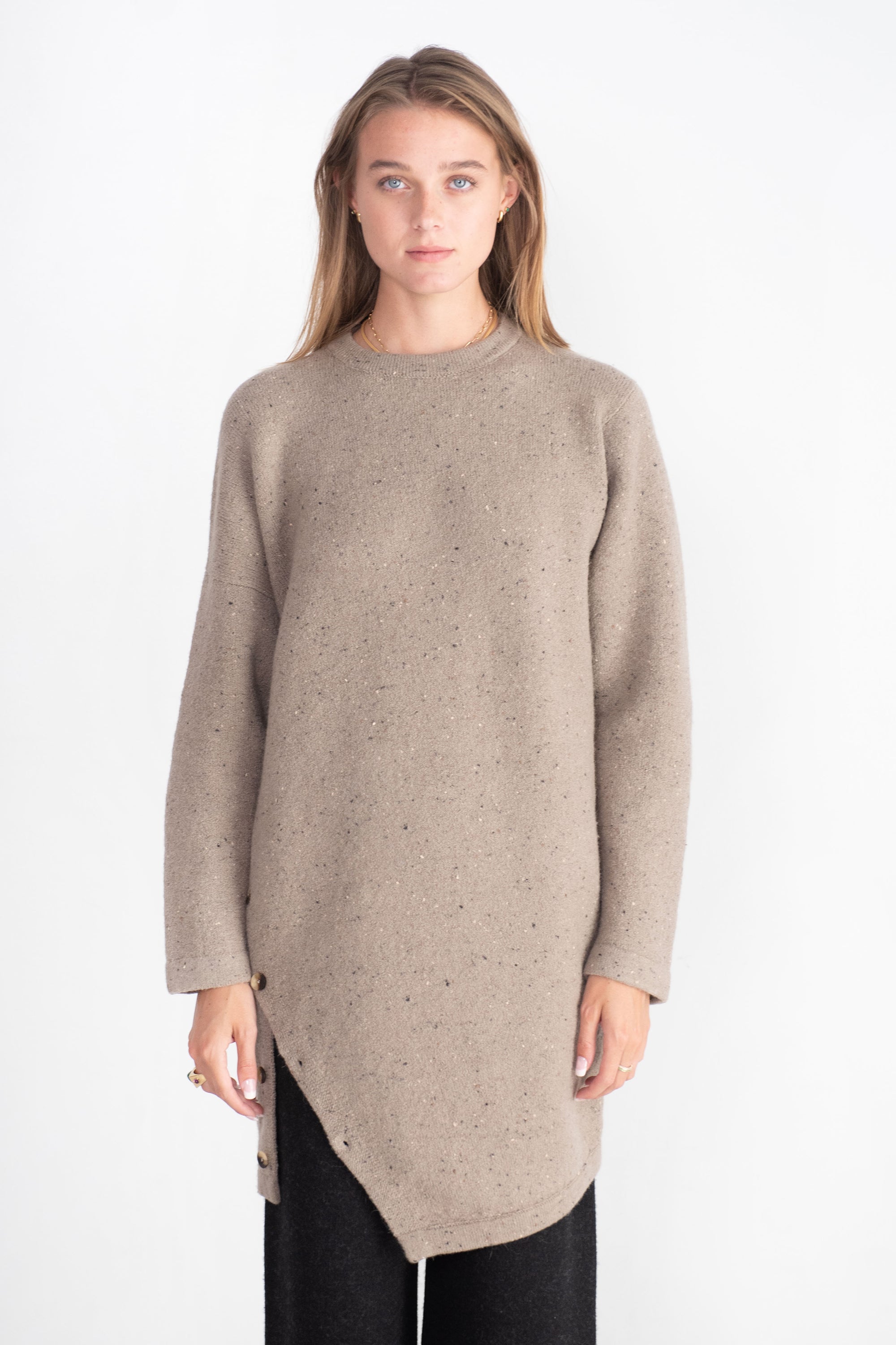 Lauren Manoogian Button Tunic, Stoneware Tweed – Kick Pleat