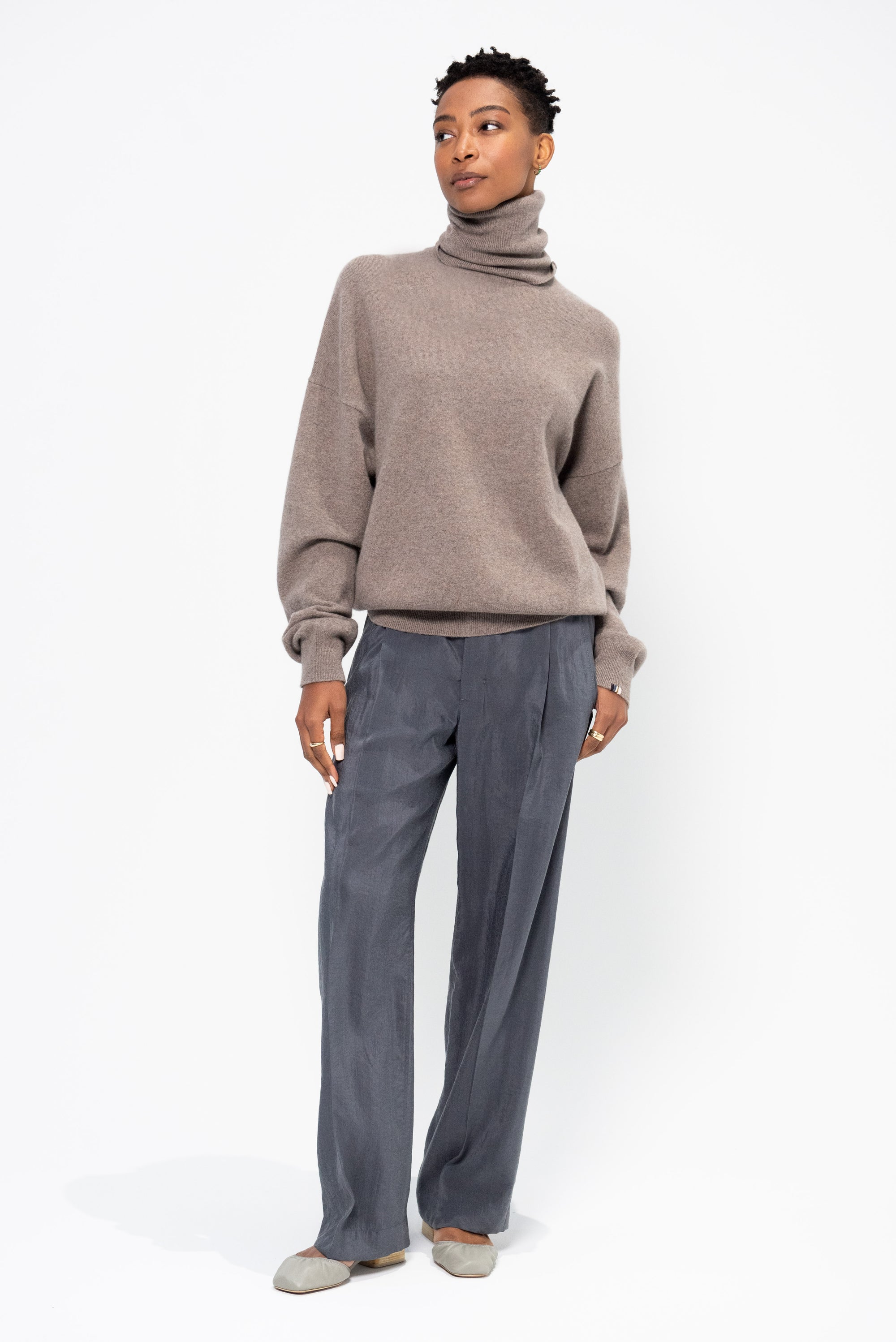 Belted Relaxed Pants, Asphalt