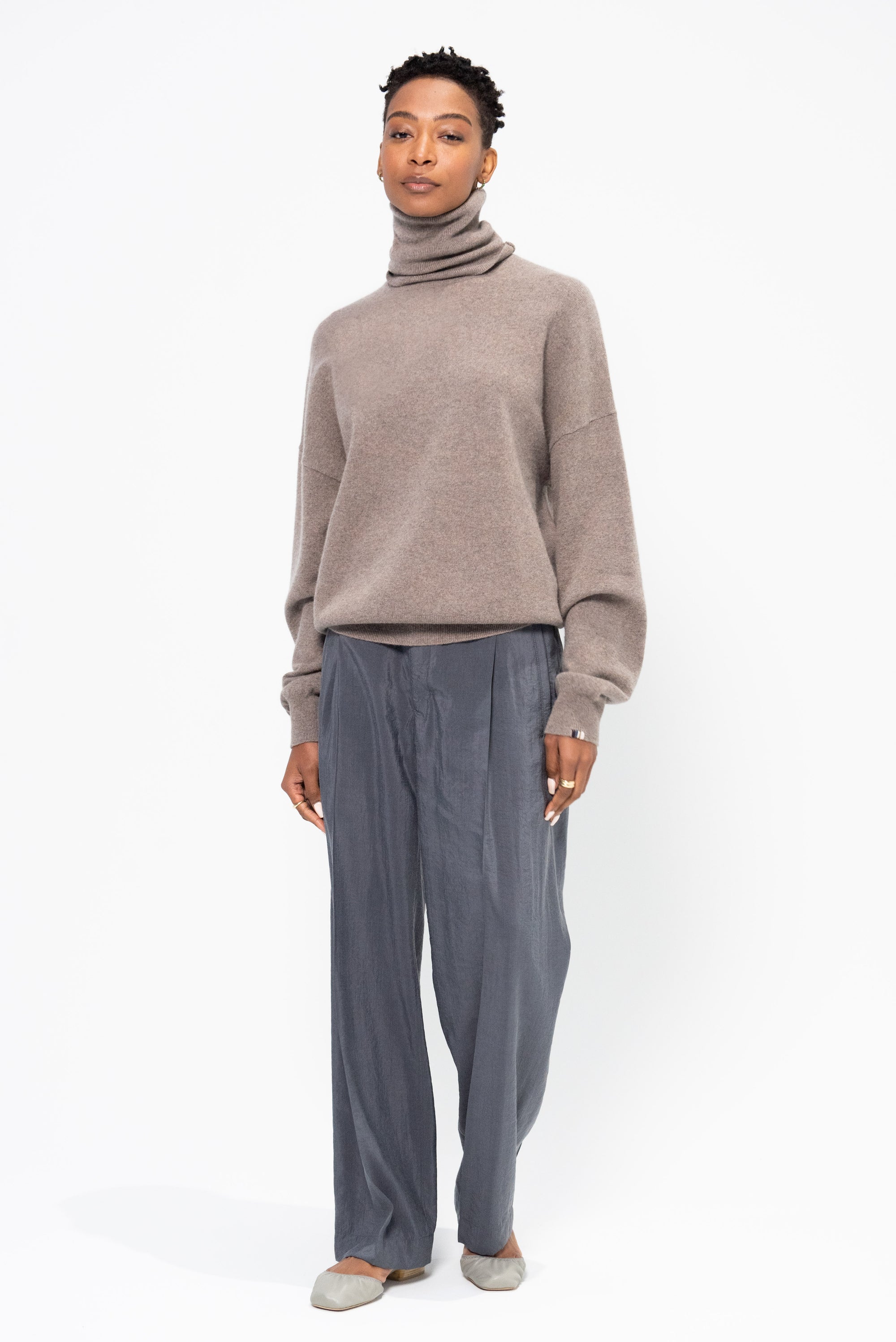 Belted Relaxed Pants, Asphalt