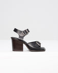 Squared Heeled Sandals, Black