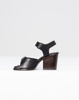 Squared Heeled Sandals, Black