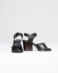 Squared Heeled Sandals, Black