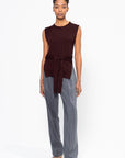 Trompe L'oeil Sleeveless Jumper, Dark Plum