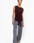 Trompe L'oeil Sleeveless Jumper, Dark Plum