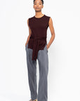 Trompe L'oeil Sleeveless Jumper, Dark Plum