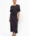 Belted Rib T-Shirt Dress, Squid Ink