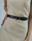 LIZZIE FORTUNATO - Wide Georgia Belt, Brown Croc