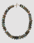 Extra Large Labradorite & Garnet Necklace, Yellow Gold