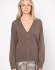 Deep V Neck Sweater, Wood