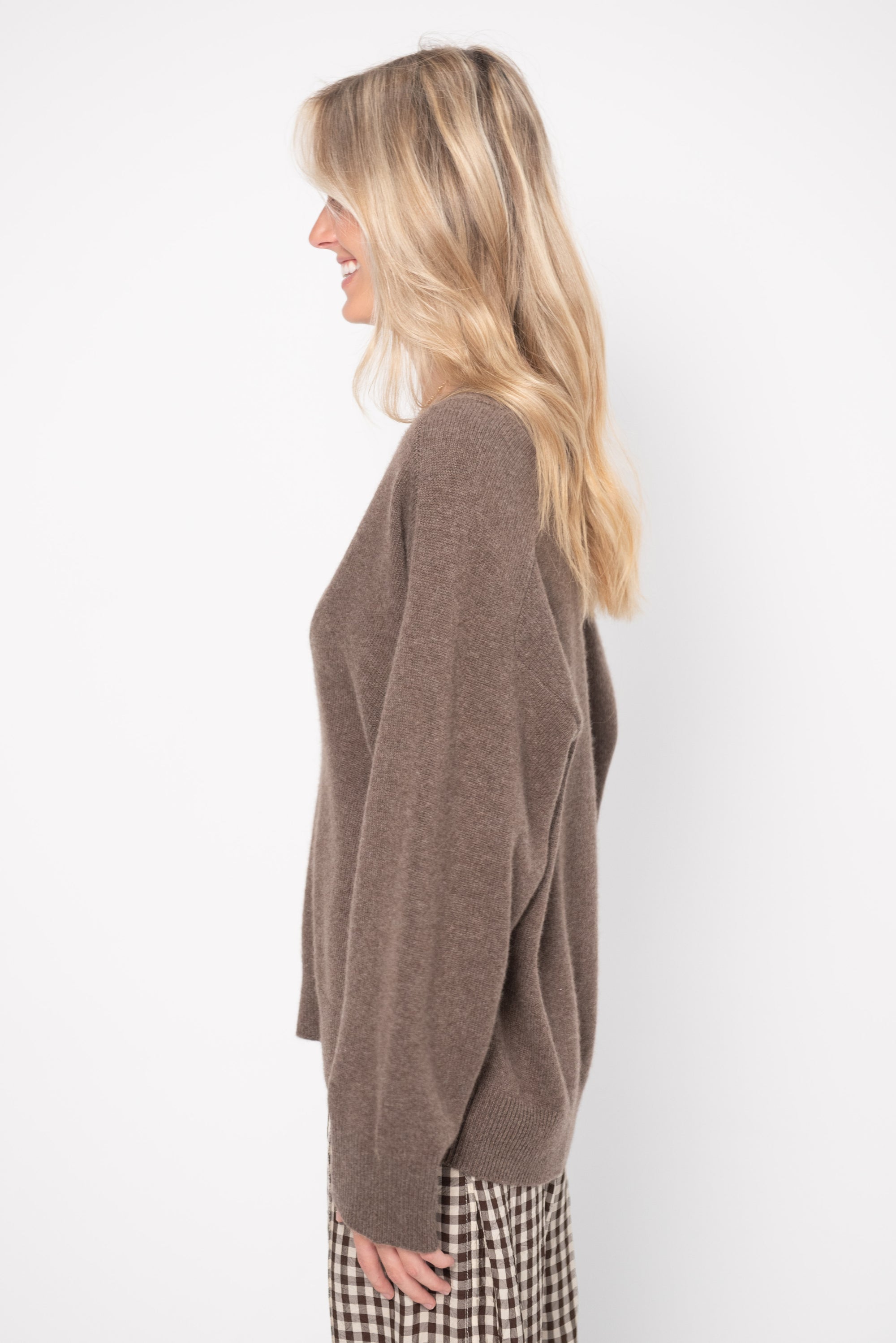 Deep V Neck Sweater, Wood