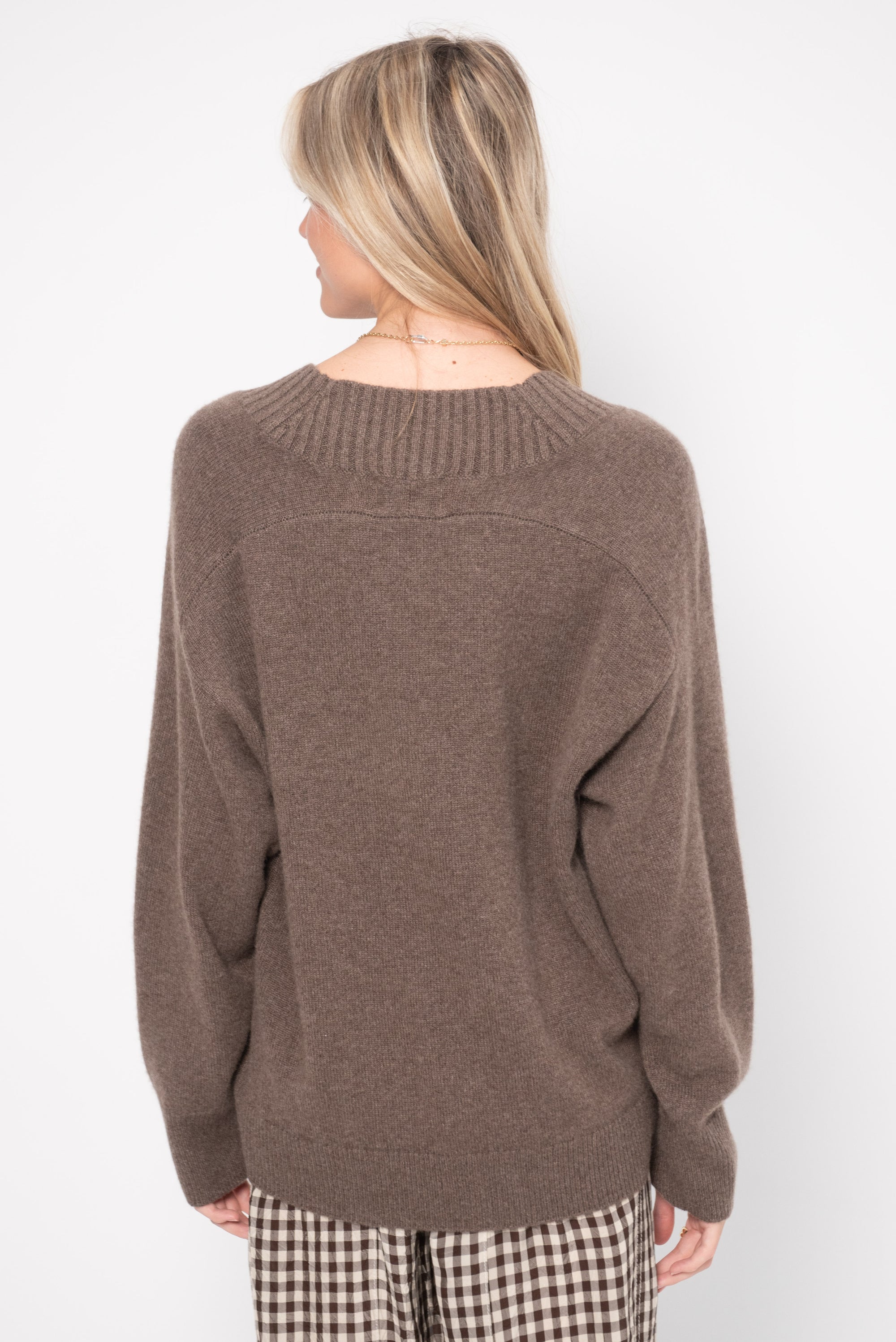 Deep V Neck Sweater, Wood