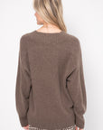 Deep V Neck Sweater, Wood