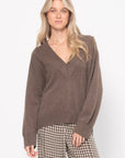 Deep V Neck Sweater, Wood