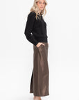 Elastic Waistband Long Skirt, Deep Taupe