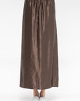 Elastic Waistband Long Skirt, Deep Taupe