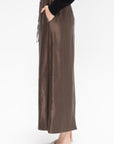 Elastic Waistband Long Skirt, Deep Taupe