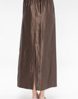 Elastic Waistband Long Skirt, Deep Taupe