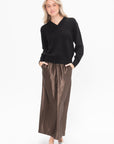 Elastic Waistband Long Skirt, Deep Taupe