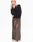 Elastic Waistband Long Skirt, Deep Taupe