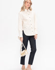 Long-sleeve Shirt, Ivory & Black Stripes