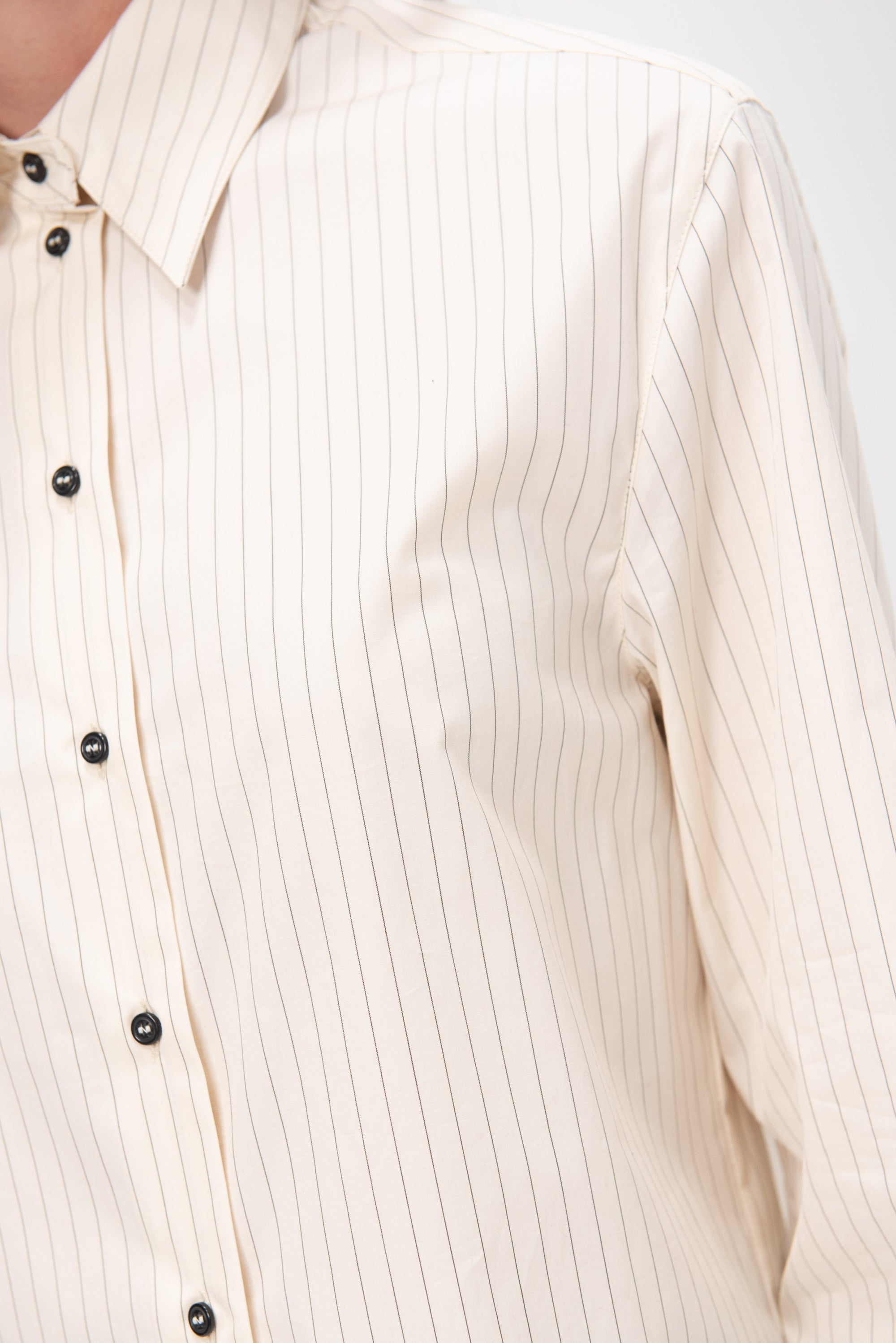 Long-sleeve Shirt, Ivory &amp; Black Stripes