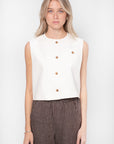 Round Neck Vest, Ivory