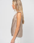 Draped Sleeveless Top, Moonstone Ivory