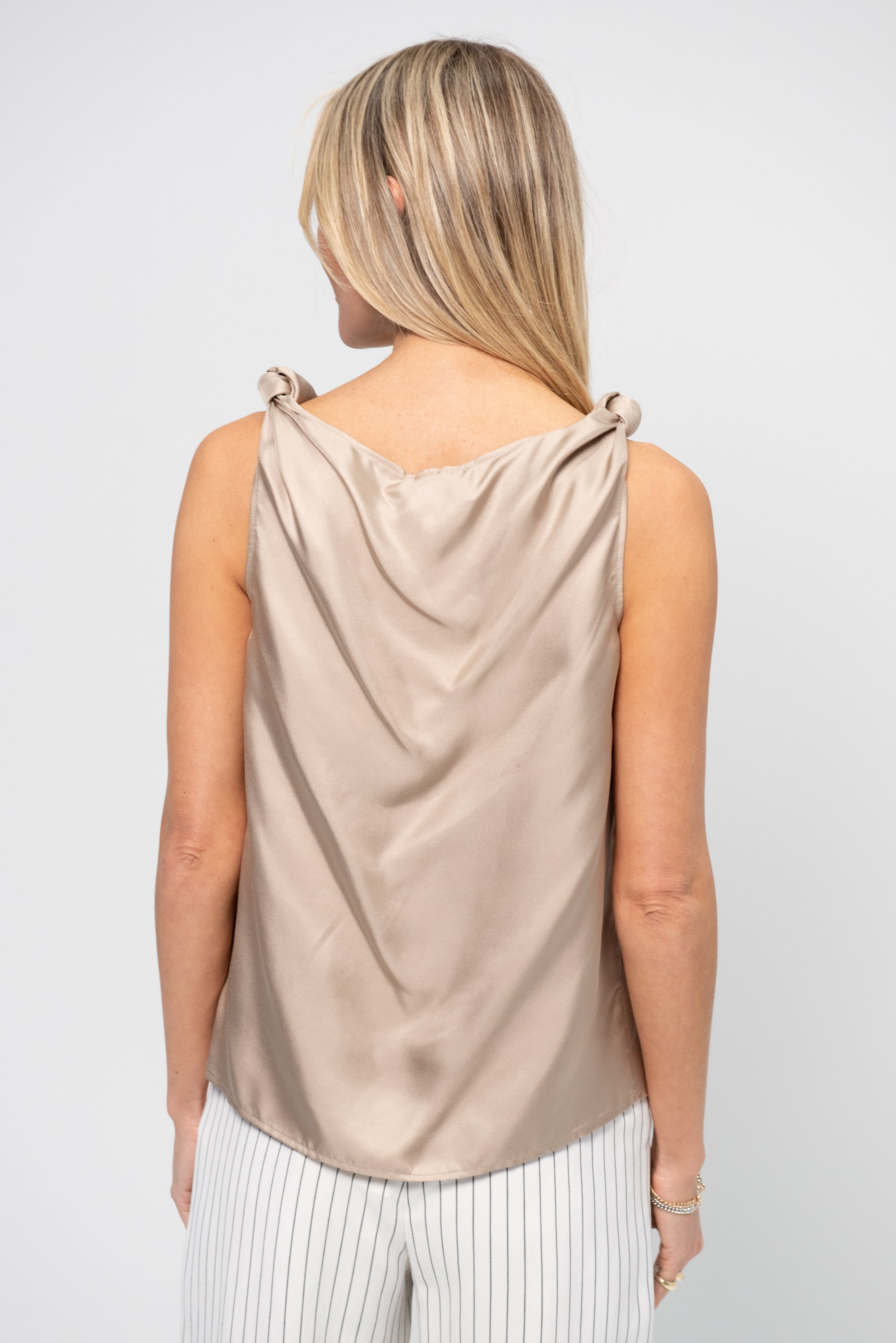 Draped Sleeveless Top, Moonstone Ivory